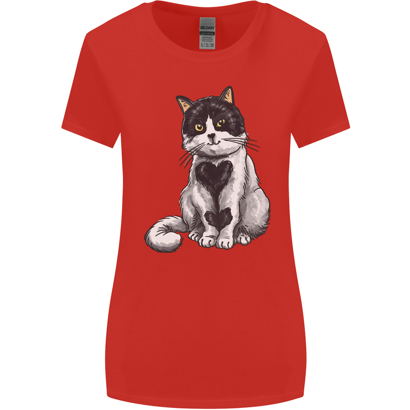 I Love Cats Cute Kitten Womens Wider Cut T-Shirt Red