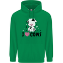 I Love Cows Childrens Kids Hoodie Irish Green