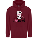I Love Cows Childrens Kids Hoodie Maroon