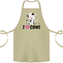 I Love Cows Cotton Apron 100% Organic Khaki