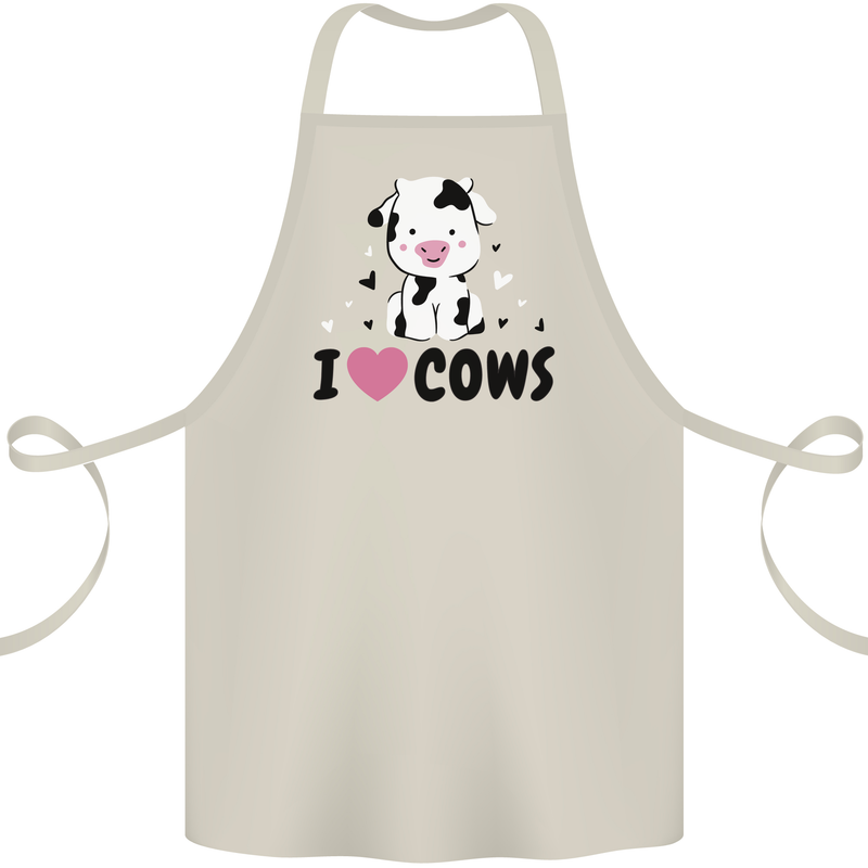 I Love Cows Cotton Apron 100% Organic Natural