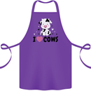 I Love Cows Cotton Apron 100% Organic Purple