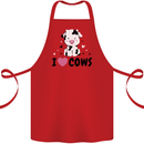 I Love Cows Cotton Apron 100% Organic Red