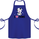 I Love Cows Cotton Apron 100% Organic Royal Blue