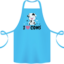 I Love Cows Cotton Apron 100% Organic Turquoise
