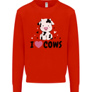 I Love Cows Kids Sweatshirt Jumper Bright Red