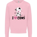 I Love Cows Kids Sweatshirt Jumper Light Pink