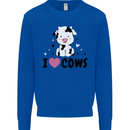 I Love Cows Kids Sweatshirt Jumper Royal Blue