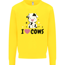 I Love Cows Kids Sweatshirt Jumper Yellow
