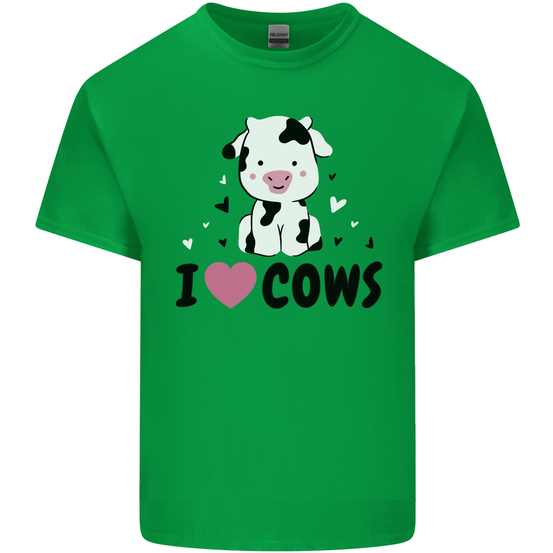 I Love Cows Kids T-Shirt Childrens Irish Green