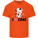 I Love Cows Kids T-Shirt Childrens Orange