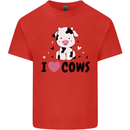 I Love Cows Kids T-Shirt Childrens Red
