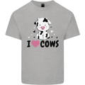 I Love Cows Kids T-Shirt Childrens Sports Grey