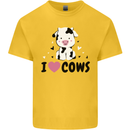 I Love Cows Kids T-Shirt Childrens Yellow