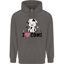 I Love Cows Mens 80% Cotton Hoodie Charcoal