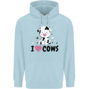I Love Cows Mens 80% Cotton Hoodie Light Blue