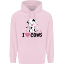 I Love Cows Mens 80% Cotton Hoodie Light Pink