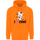 I Love Cows Mens 80% Cotton Hoodie Orange
