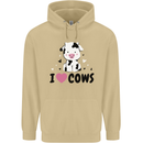 I Love Cows Mens 80% Cotton Hoodie Sand