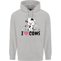 I Love Cows Mens 80% Cotton Hoodie Sports Grey