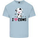 I Love Cows Mens Cotton T-Shirt Tee Top Light Blue