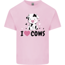 I Love Cows Mens Cotton T-Shirt Tee Top Light Pink