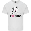I Love Cows Mens Cotton T-Shirt Tee Top White