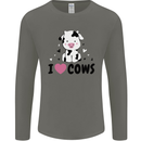 I Love Cows Mens Long Sleeve T-Shirt Charcoal