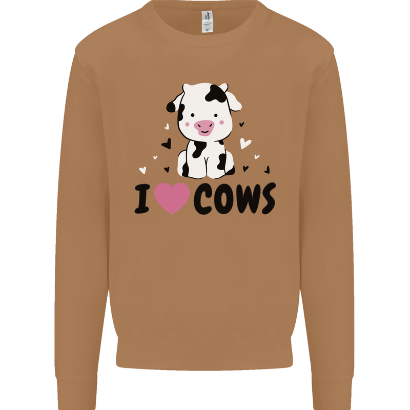 I Love Cows Mens Sweatshirt Jumper Caramel Latte