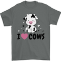 I Love Cows Mens T-Shirt 100% Cotton Charcoal