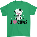 I Love Cows Mens T-Shirt 100% Cotton Irish Green