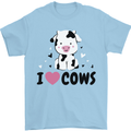 I Love Cows Mens T-Shirt 100% Cotton Light Blue