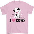 I Love Cows Mens T-Shirt 100% Cotton Light Pink