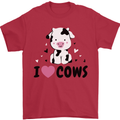 I Love Cows Mens T-Shirt 100% Cotton Red