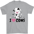 I Love Cows Mens T-Shirt 100% Cotton Sports Grey