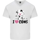 I Love Cows Mens V-Neck Cotton T-Shirt White