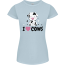 I Love Cows Womens Petite Cut T-Shirt Light Blue