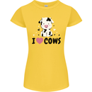 I Love Cows Womens Petite Cut T-Shirt Yellow