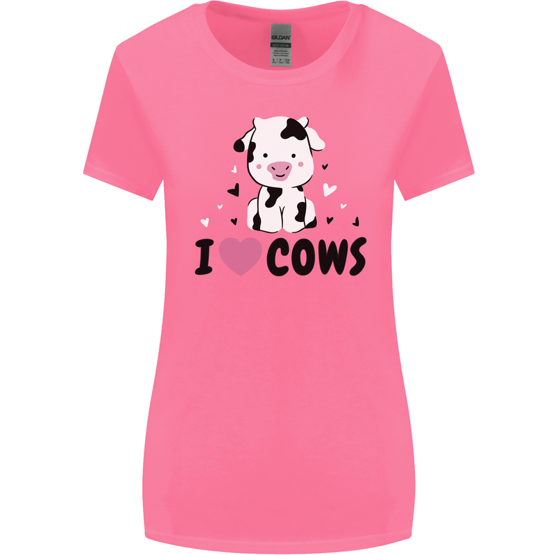 I Love Cows Womens Wider Cut T-Shirt Azalea