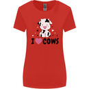 I Love Cows Womens Wider Cut T-Shirt Red