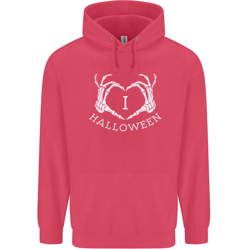 I Love Halloween Funny Skeleton Hand Skull Childrens Kids Hoodie Heliconia
