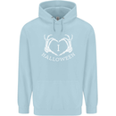 I Love Halloween Funny Skeleton Hand Skull Childrens Kids Hoodie Light Blue