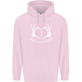 I Love Halloween Funny Skeleton Hand Skull Childrens Kids Hoodie Light Pink