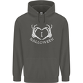 I Love Halloween Funny Skeleton Hand Skull Childrens Kids Hoodie Storm Grey