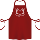 I Love Halloween Funny Skeleton Hand Skull Cotton Apron 100% Organic Maroon