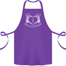 I Love Halloween Funny Skeleton Hand Skull Cotton Apron 100% Organic Purple