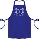 I Love Halloween Funny Skeleton Hand Skull Cotton Apron 100% Organic Royal Blue