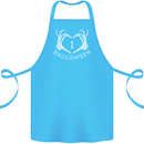 I Love Halloween Funny Skeleton Hand Skull Cotton Apron 100% Organic Turquoise