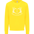 I Love Halloween Funny Skeleton Hand Skull Kids Sweatshirt Jumper Yellow