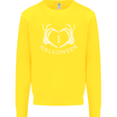 I Love Halloween Funny Skeleton Hand Skull Kids Sweatshirt Jumper Yellow